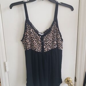 NWT- Umgee Babydoll Fringed Animal Print Tank Top